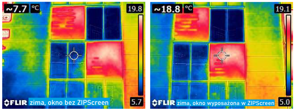 Badanie kamerą termowizyjną okien przy zastosowaniu rolet typu ZIPscreen od ReflexSun